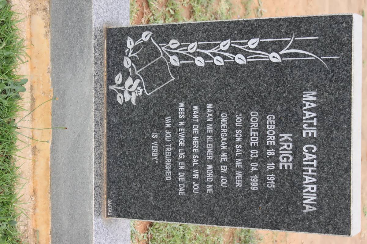 KRIGE Maatje Catharina 1915-1999