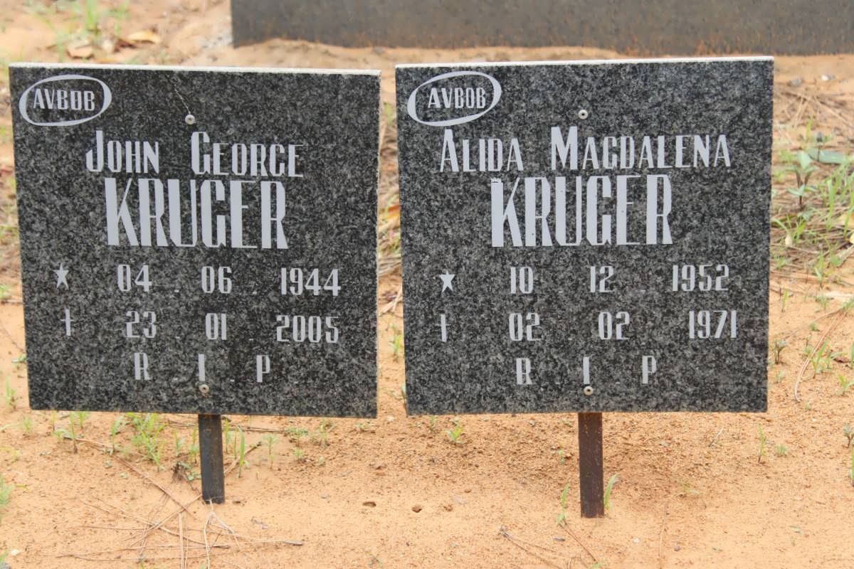 KRUGER John George 1944-2005 &amp; Alida Magdalena 1952-1971