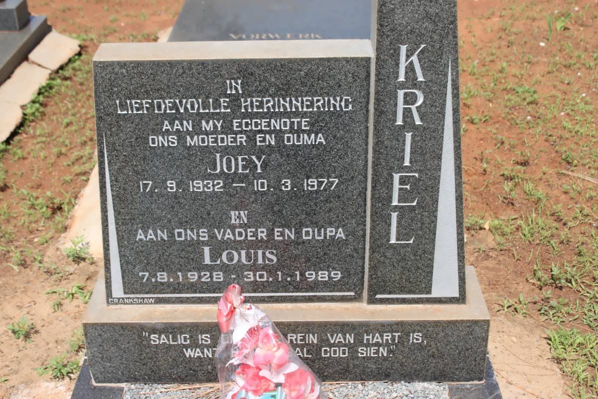 KRIEL Louis 1928-1989 &amp; Joey 1932-1977