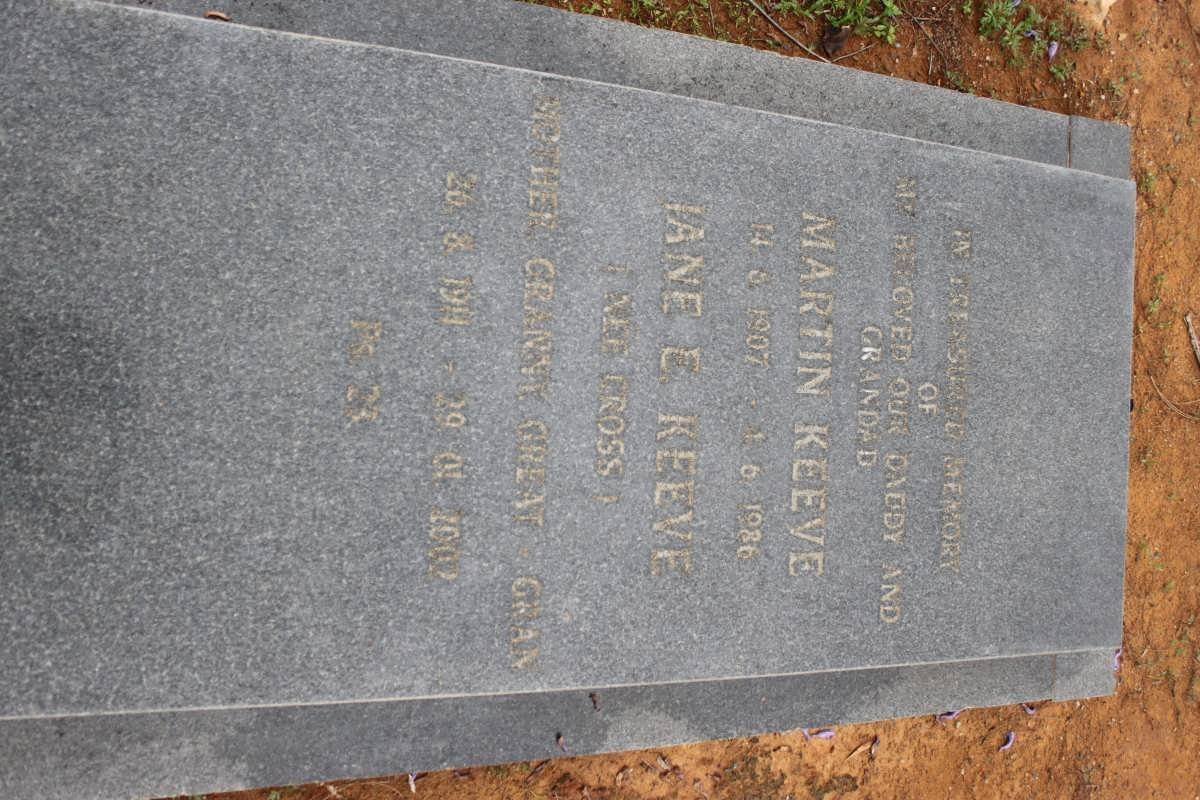 KEEVE Martin 1907-1986 &amp; Jane E. CROSS 1911-2002