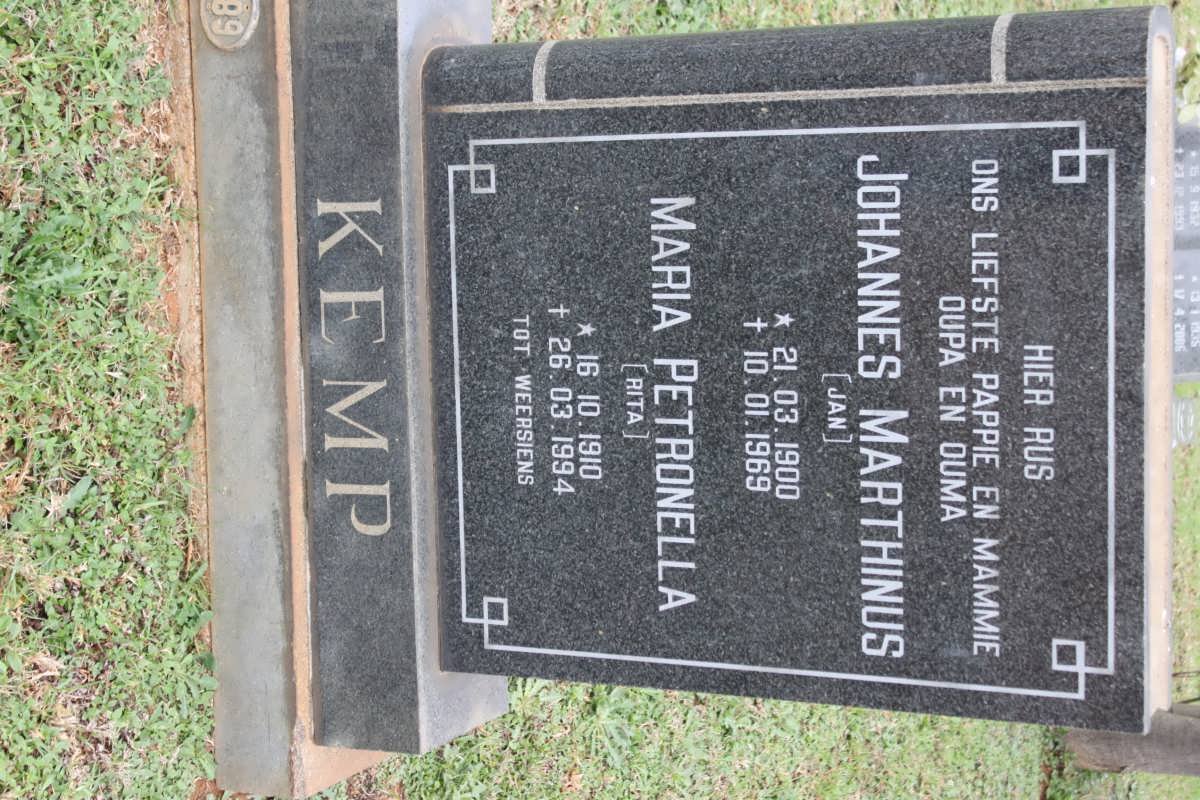 KEMP Johannes Marthinus 1900-1969 &amp; Maria Petronella 1910-1994