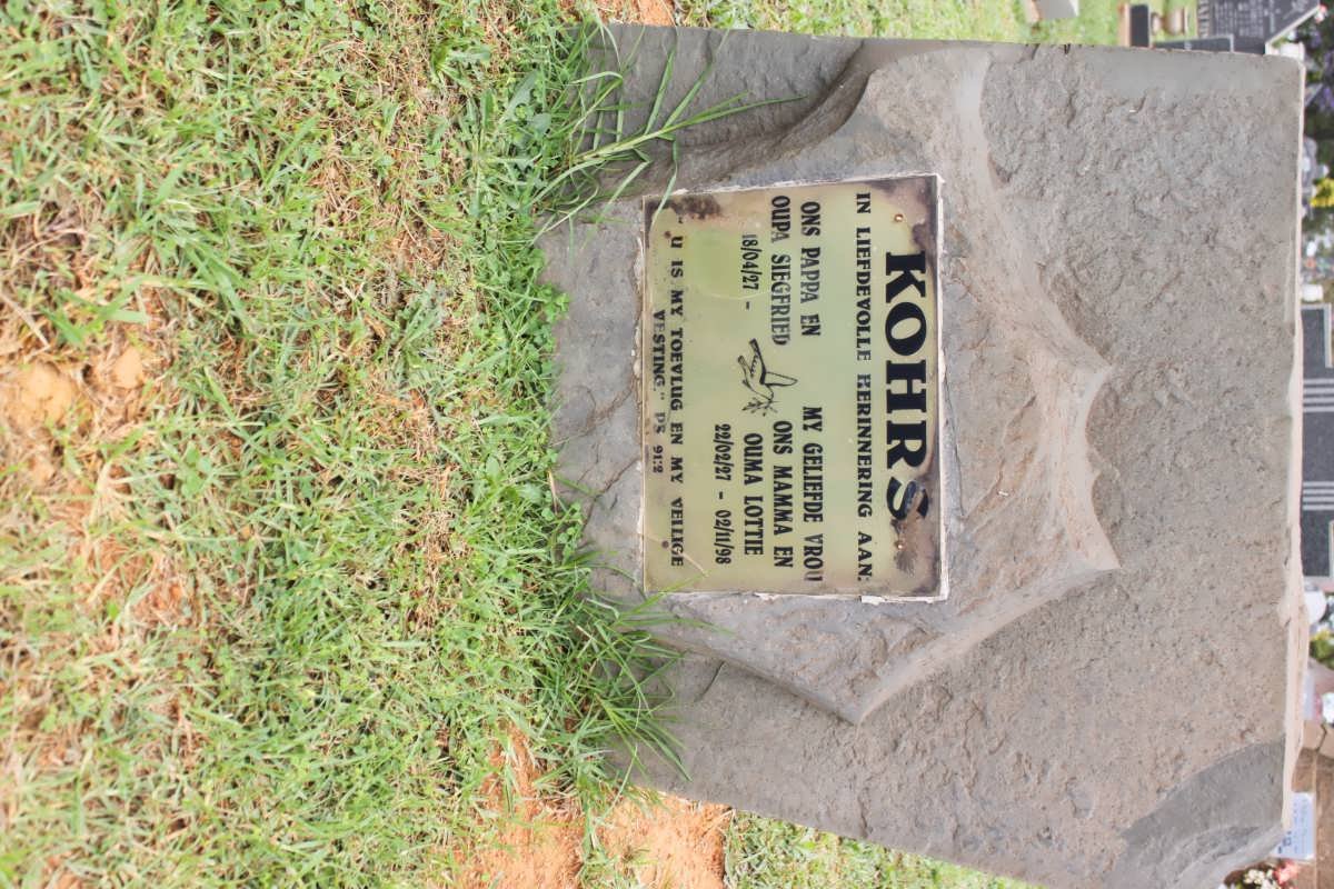 KOHRS Siegfried 1927- &amp; Lottie 1927-1998
