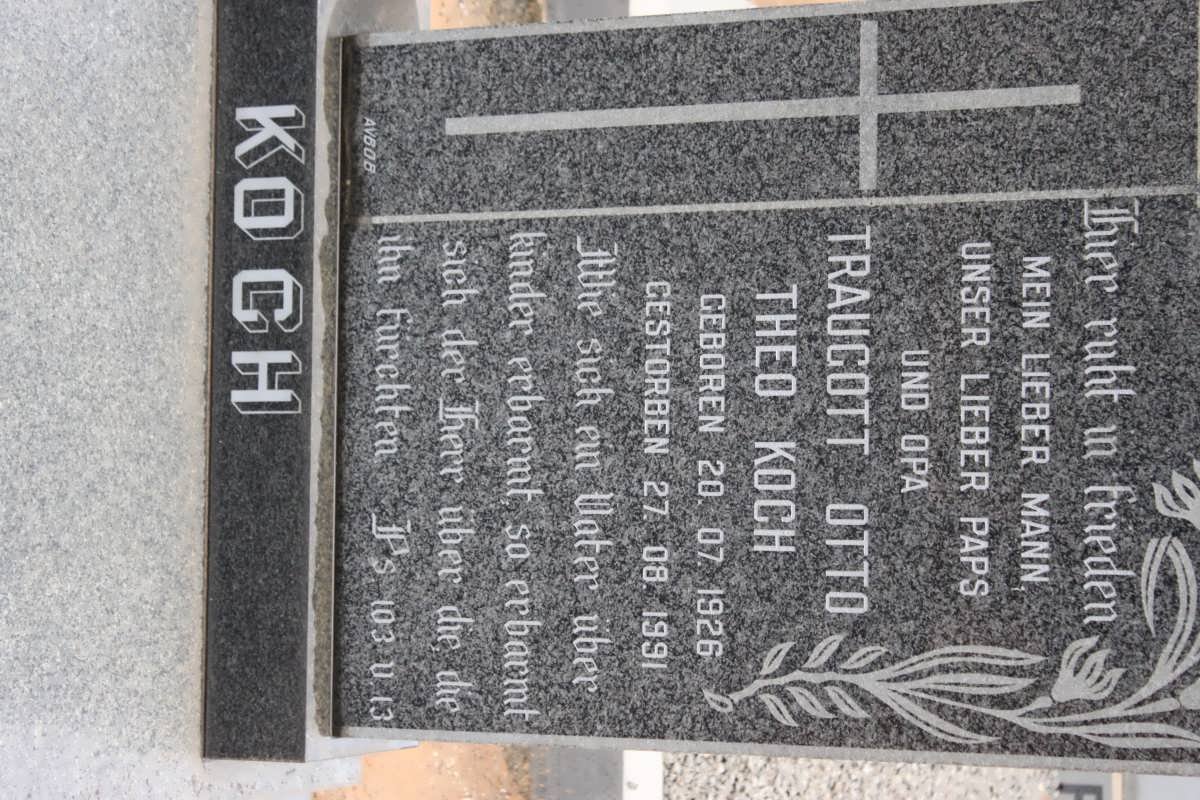 KOCH Traucott Otto Theo 1924-1991
