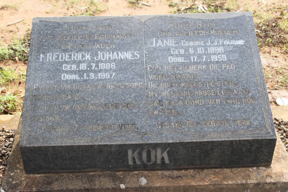 KOK Frederick Johannes 1886-1957 &amp; J.J. FOURIE 1896-1959