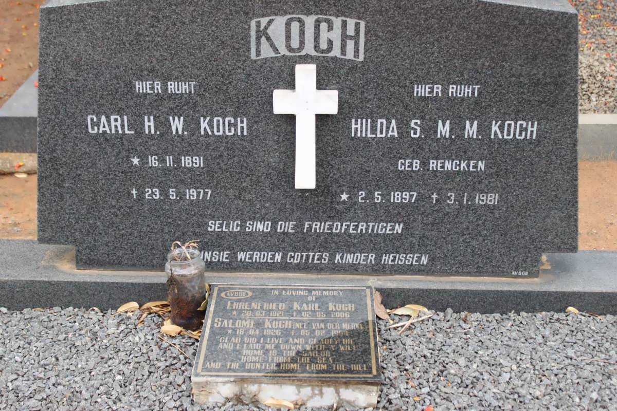 KOCH Carl H.W. 1891-1977 &amp; Hilda S.M.M. RENCKEN 1897-1981