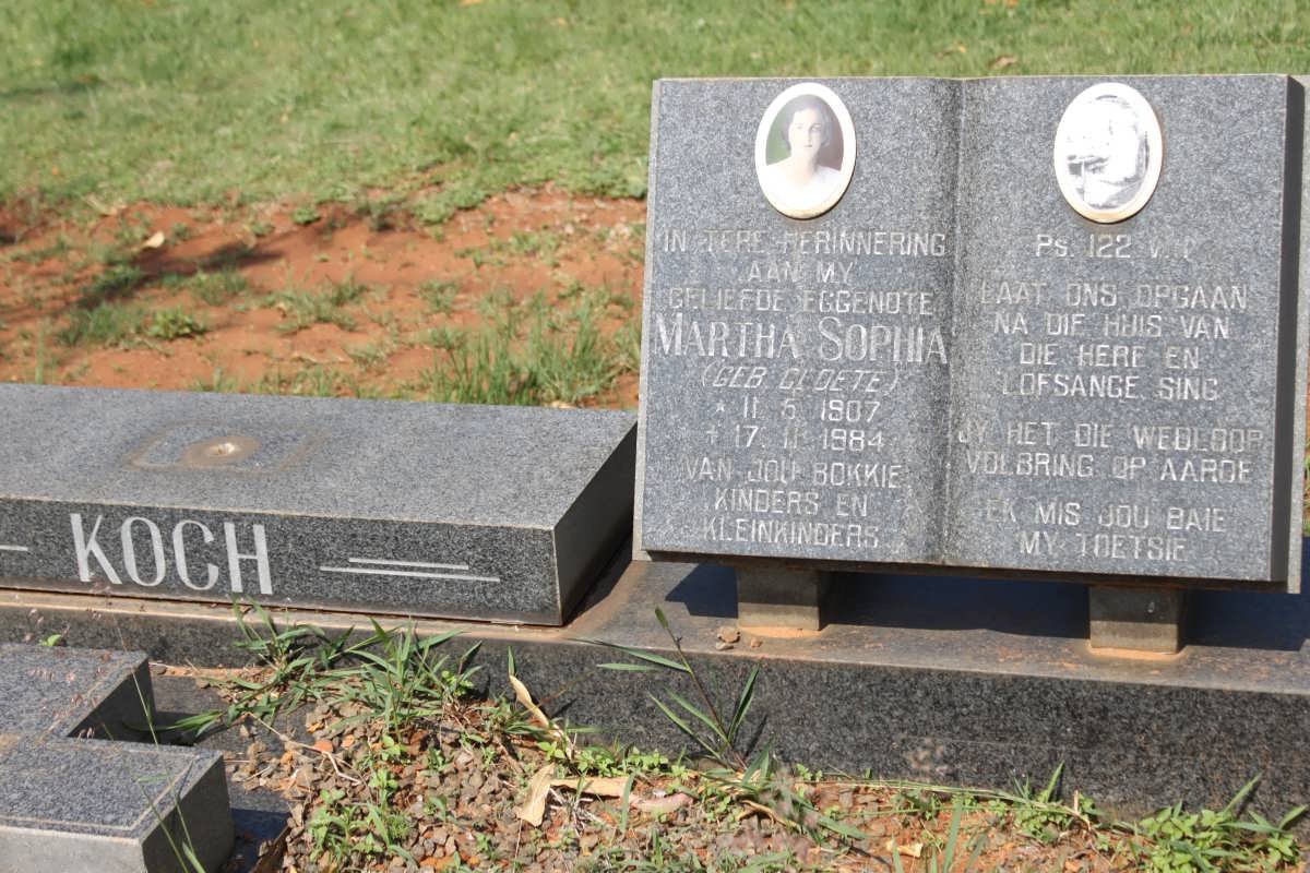 KOCH Martha Sophia nee CLOETE 1907-1984