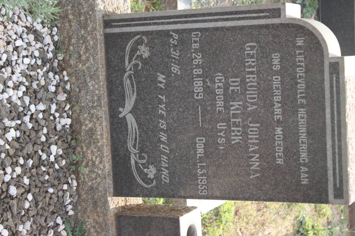 KLERK Gertruida Johanna, de nee UYS 1889-1959