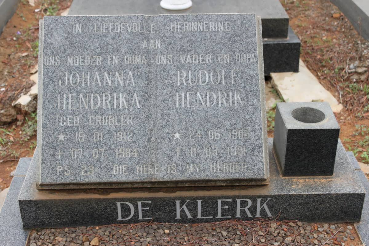 KLERK Rudolph Hendrik, de 1908-1991 &amp; Johanna Hendrika GROBLER 1912 1961