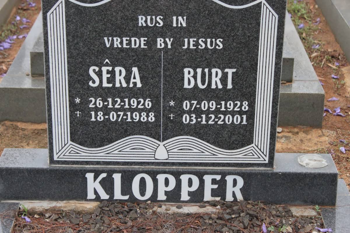 KLOPPER Burt 1928-2001 &amp; Sera 1926-1988