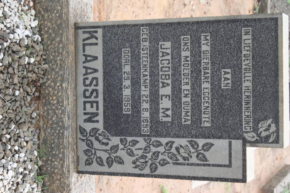 KLAASSEN Jacoba E.M. nee STEENKAMP 1893-1959