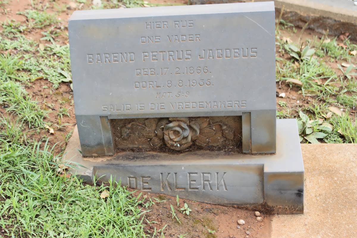 KLERK Barend Petrus Jacobus, de 1866-1935