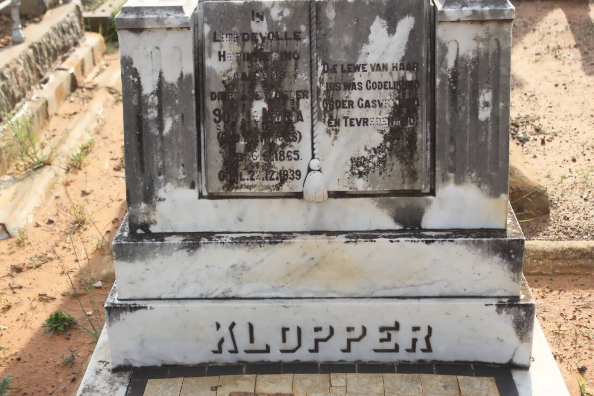 KLOPPER Sophie Maria nee MEINTJIES 1865-1939