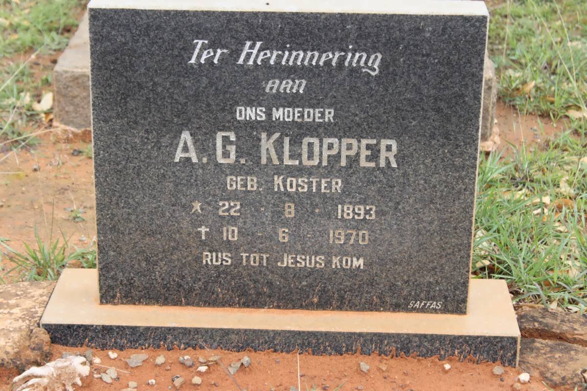 KLOPPER A.G. nee KOSTER 1893-1970
