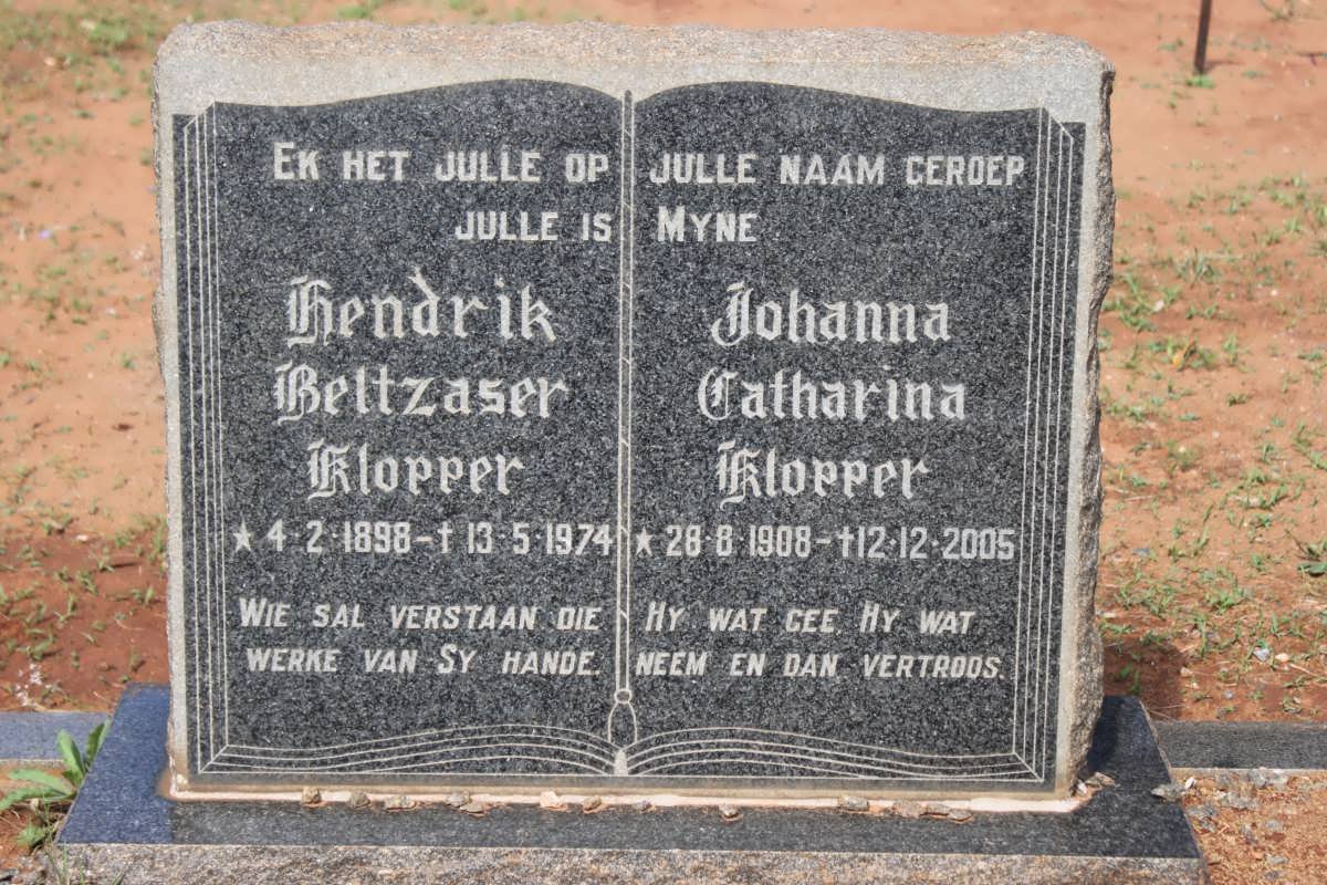 KLOPPER Hendrik Beltzaser 1898-1974 &amp; Johanna Catharina 1908- 2005