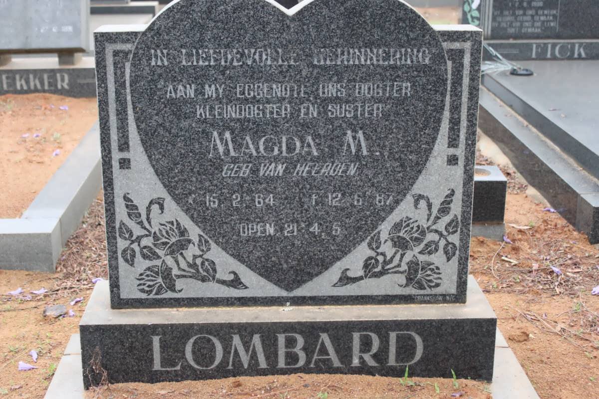 LOMBARD Magda M. nee VAN HEERDEN 1964-1987