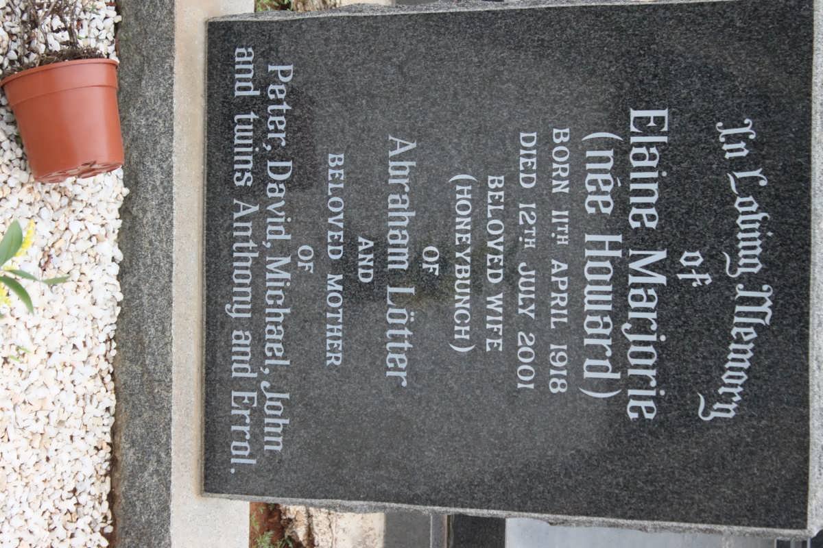 LÖTTER Elaine Marjorie nee HOWARD 1918-2001
