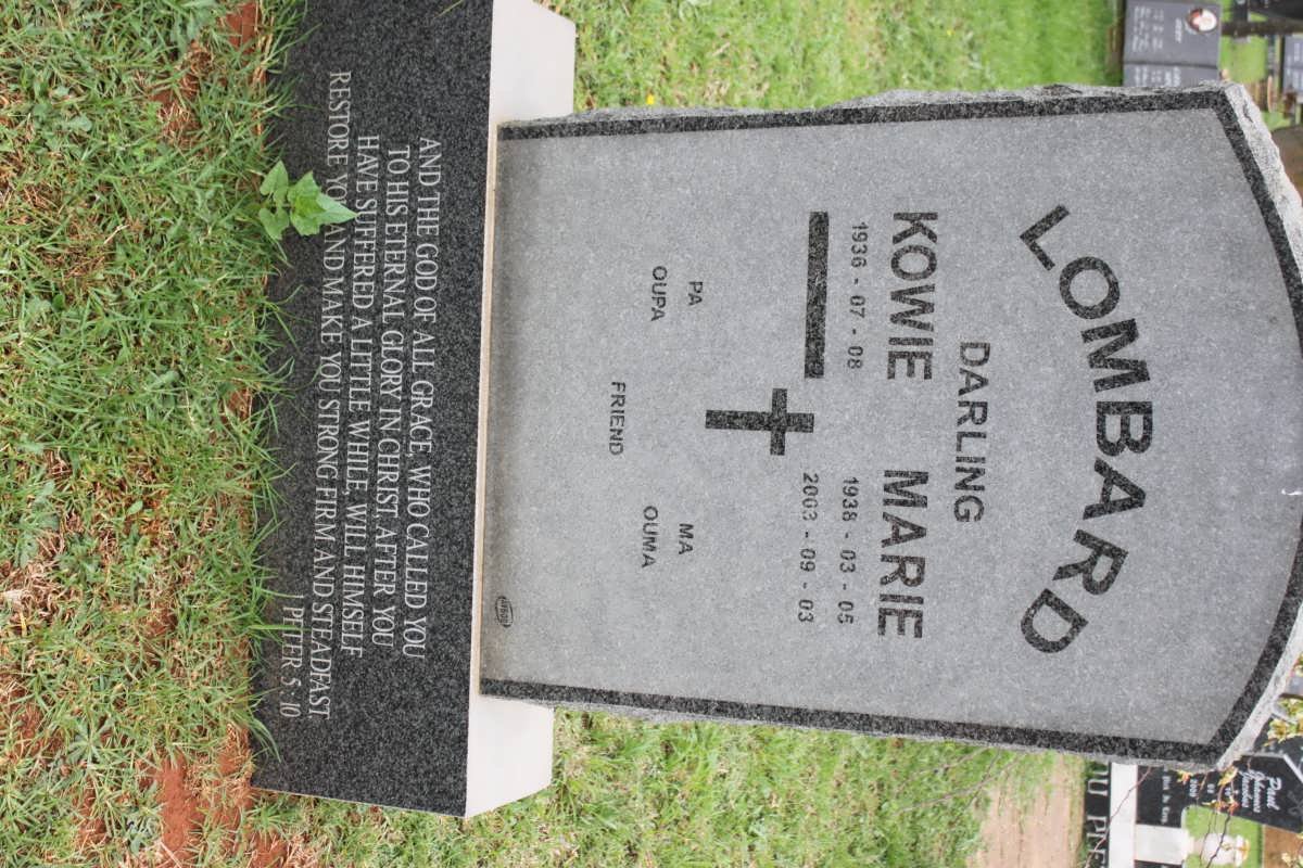 LOMBARD Kowie 1936- &amp; Marie 1938-2003