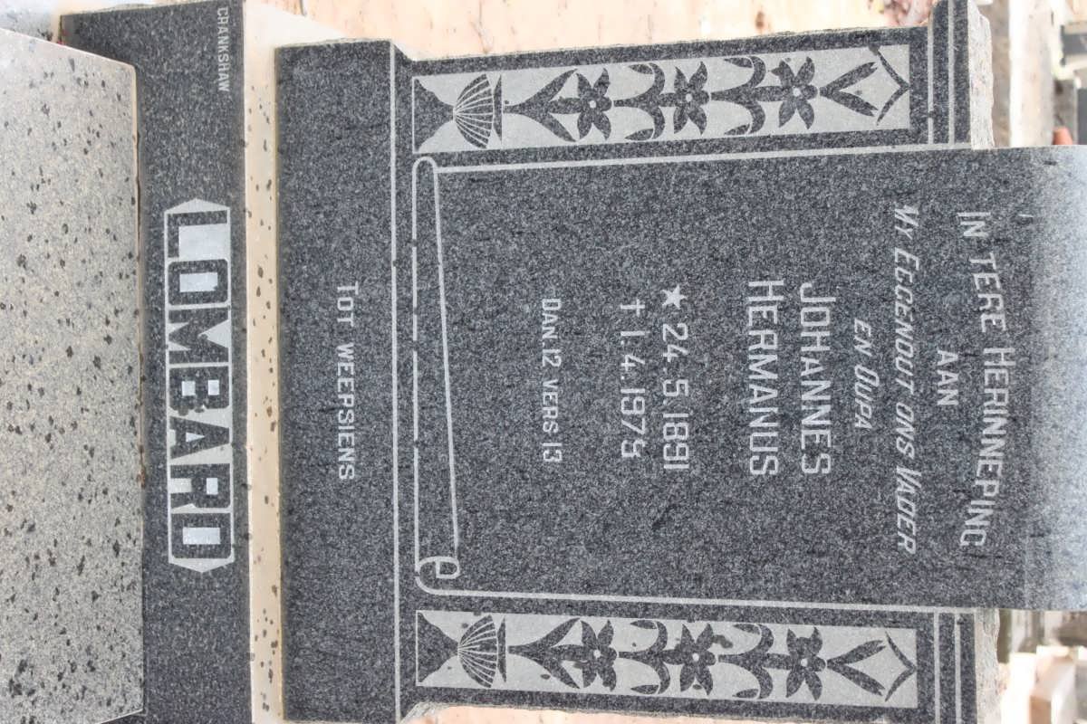 LOMBARD Johannes Hermanus 1891-1979