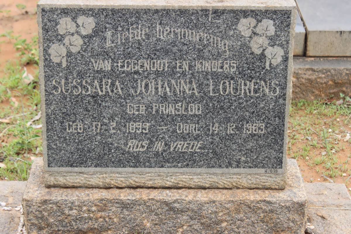LOURENS Sussara Johanna nee PRINSLOO 1899-1963