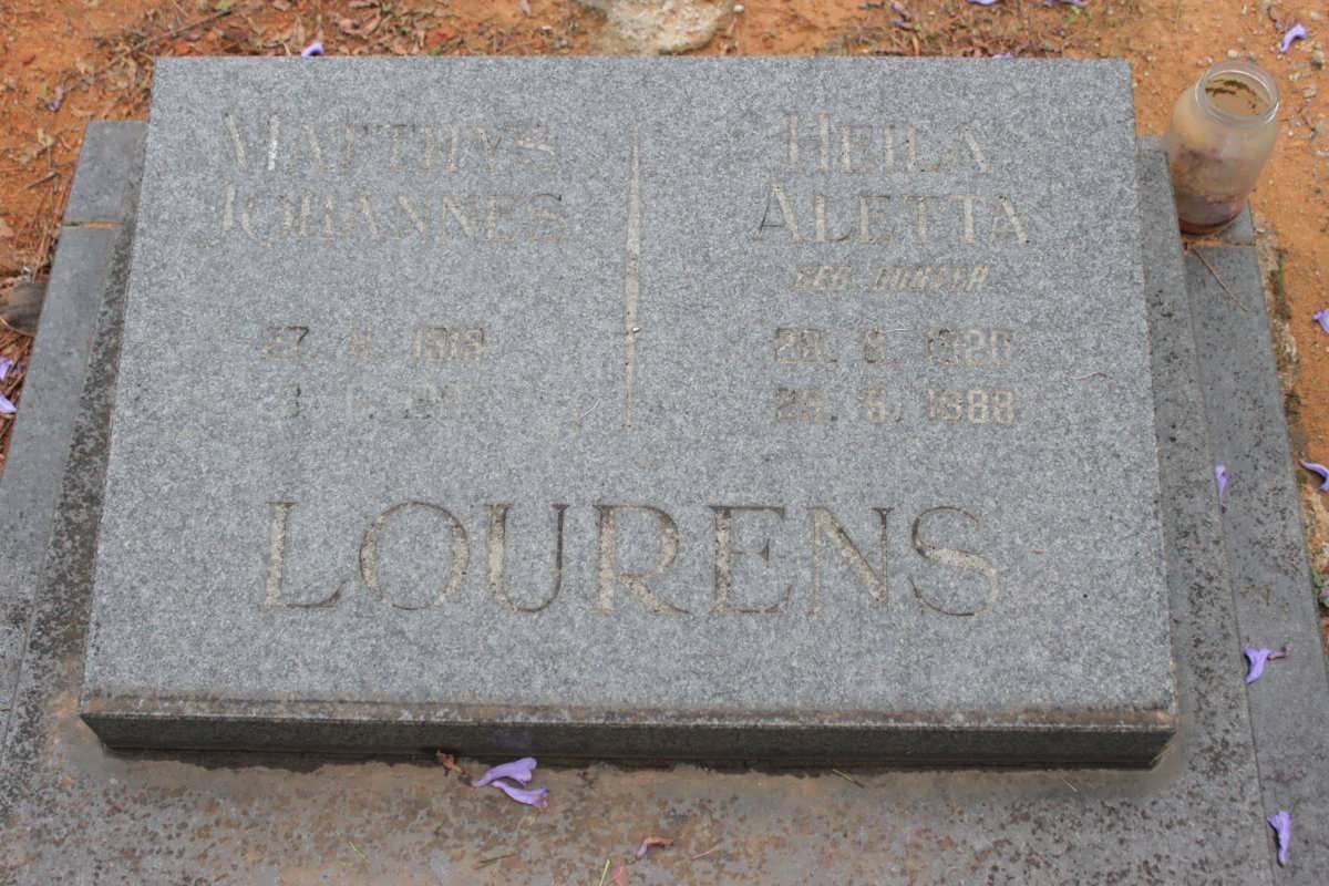 LOURENS Matthys Johannes 1919-? &amp; Heila Aletta 1920-1988