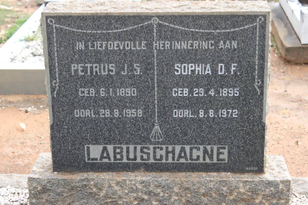 LABUSCHAGNE Petrus J.S. 1890-1958 &amp; Sophia D.F. 1895-1972