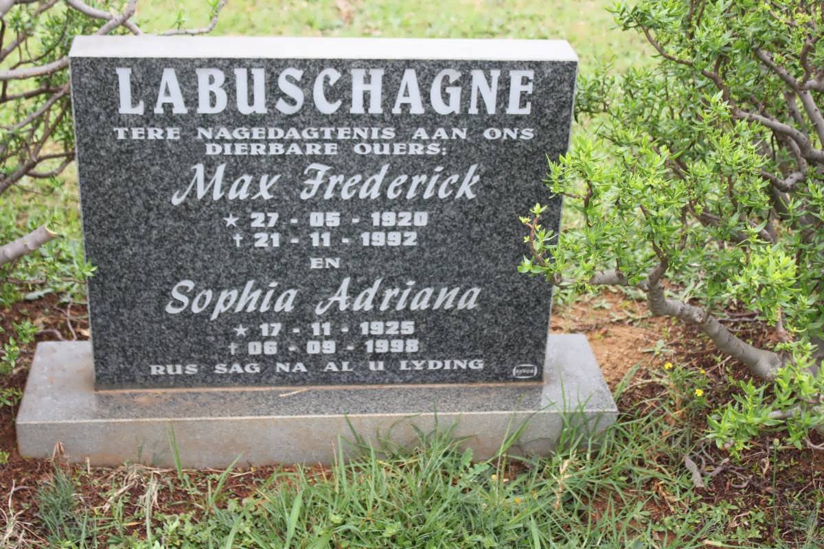 LABUSCHAGNE Max Frederick 1920-1992 &amp; Sophia Adriana 1925-1998