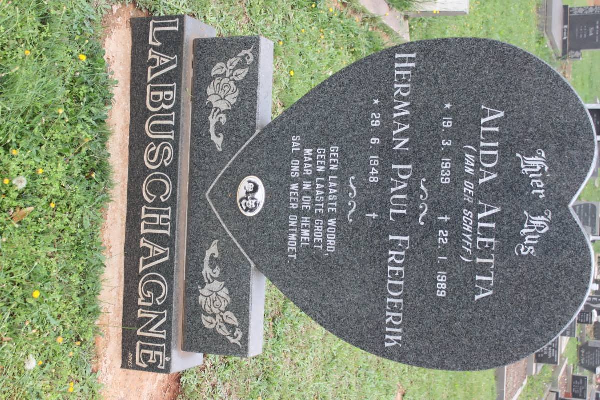 LABUSCHAGNE Herman Paul Frederik 1948- &amp; Alida Aletta VAN DER SCHYFF 1939-1989
