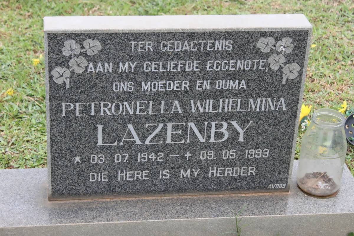LAZENBY Petronella Wilhelmina 1942-1993
