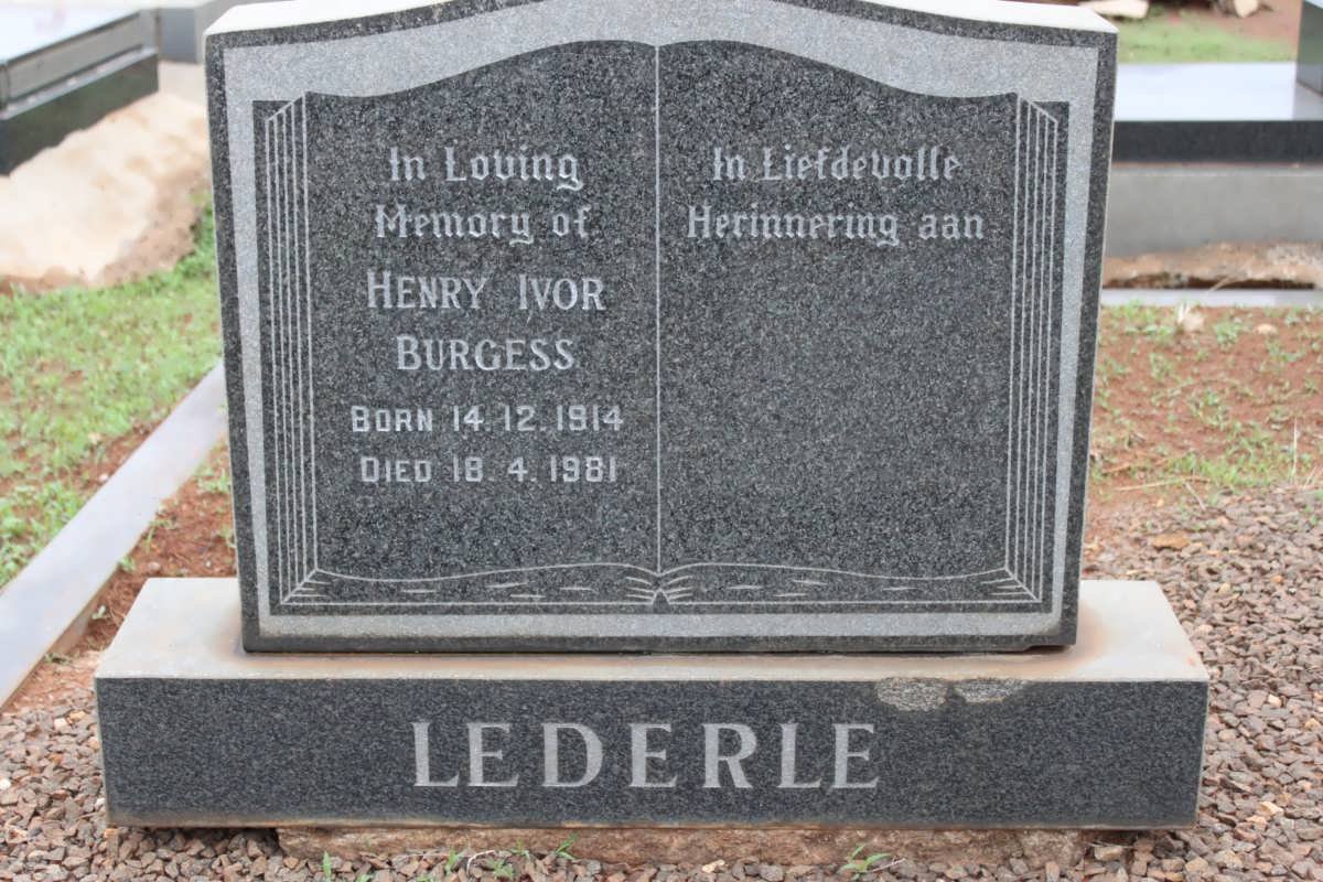 LEDERLE Henry Ivor Burgess 1914-1981