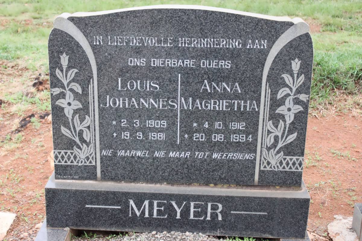 MEYER Louis Johannes 1909-1981 &amp; Anna Magrietha 1912-1994
