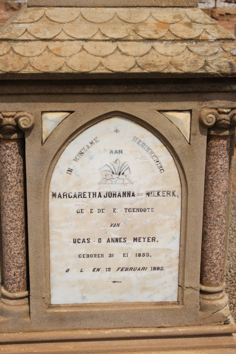 MEYER Margaretha Johanna nee VAN NIEKERK 1853-1892
