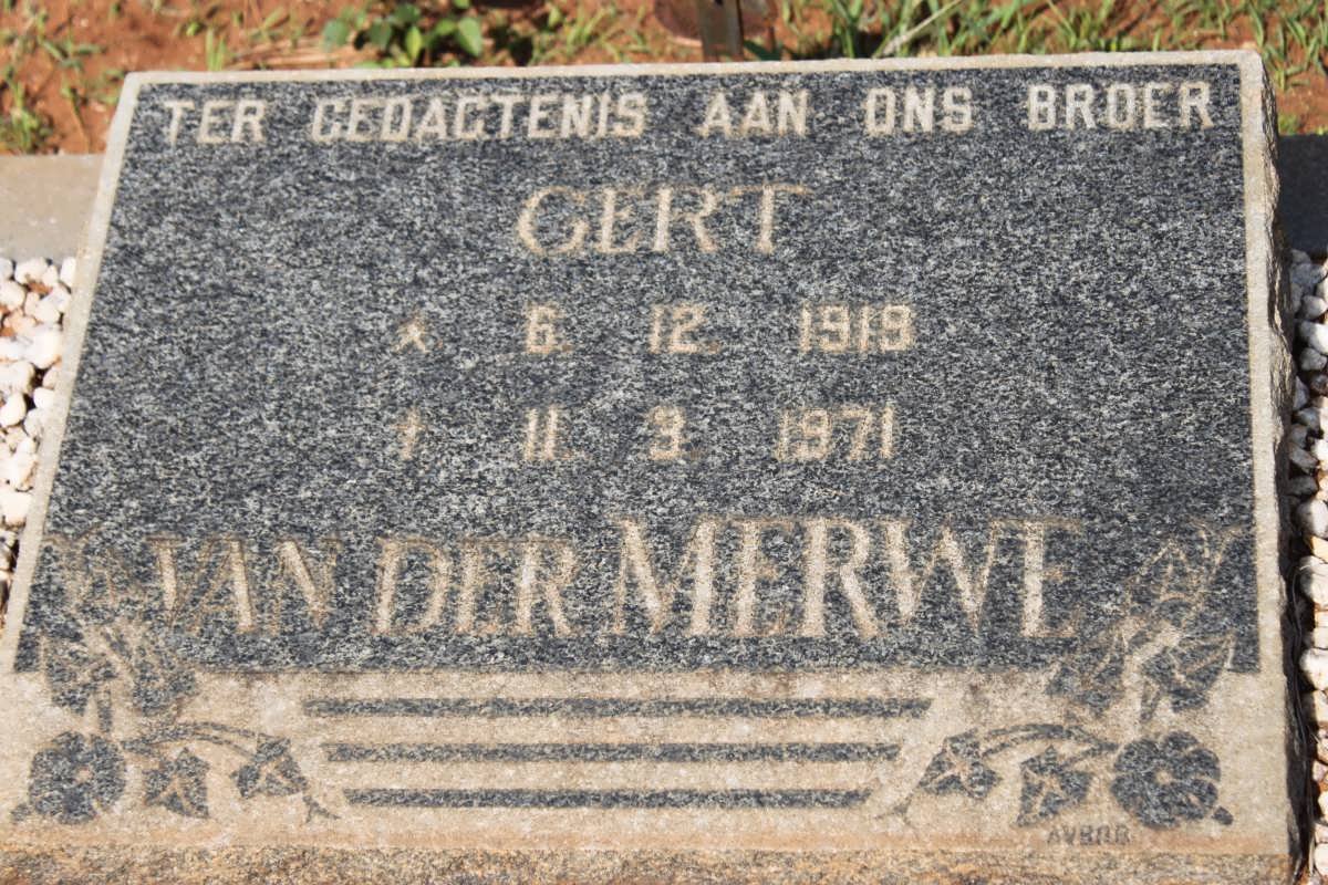 MERWE Gert, van der 1919-1971