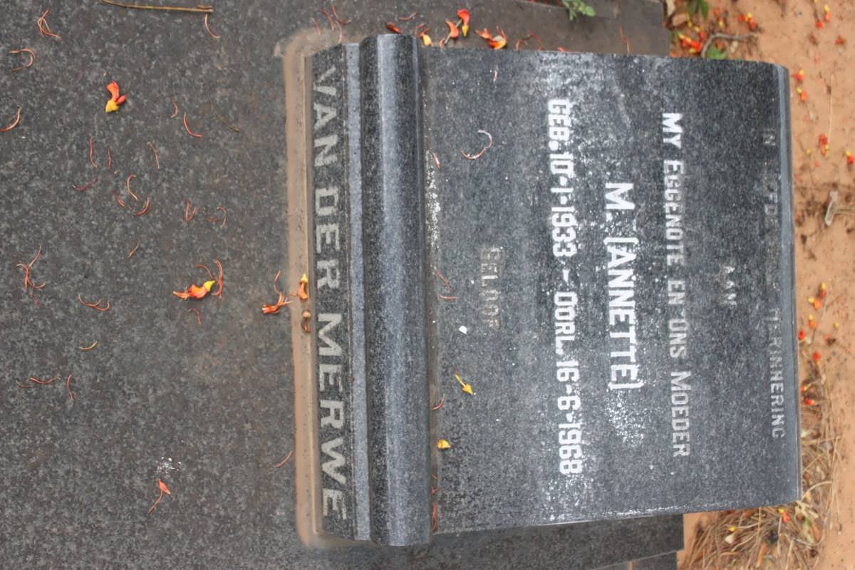 MERWE M., van der 1933-1968