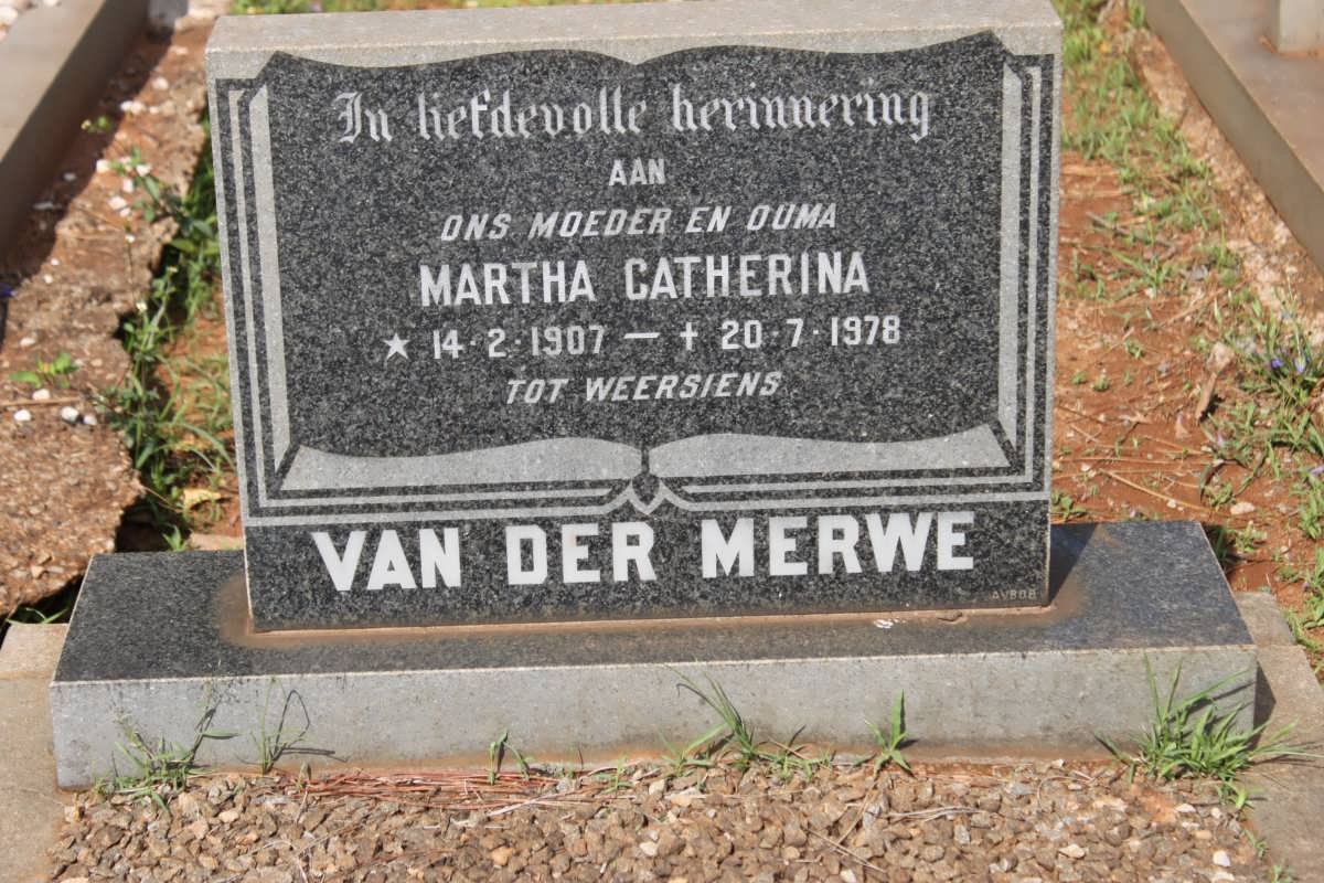 MERWE Martha Catherine , van der 1907-1978