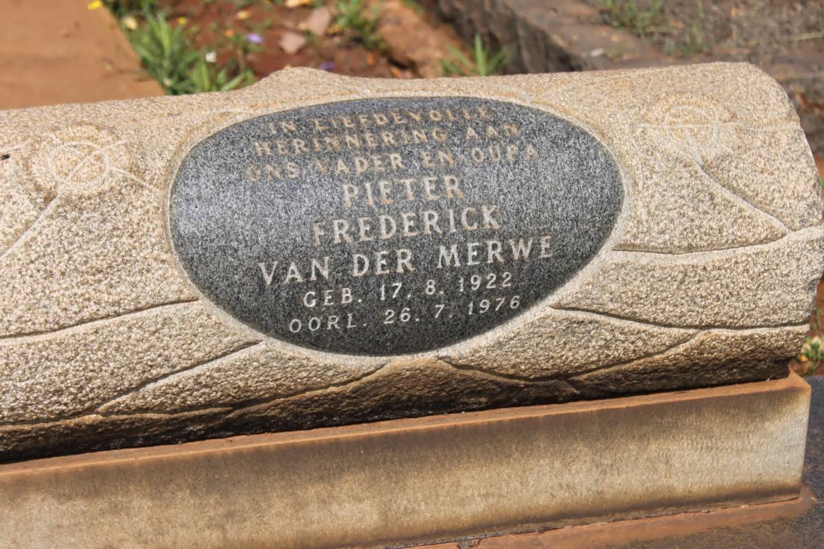 MERWE Pieter Frederick, van der 1922-1976