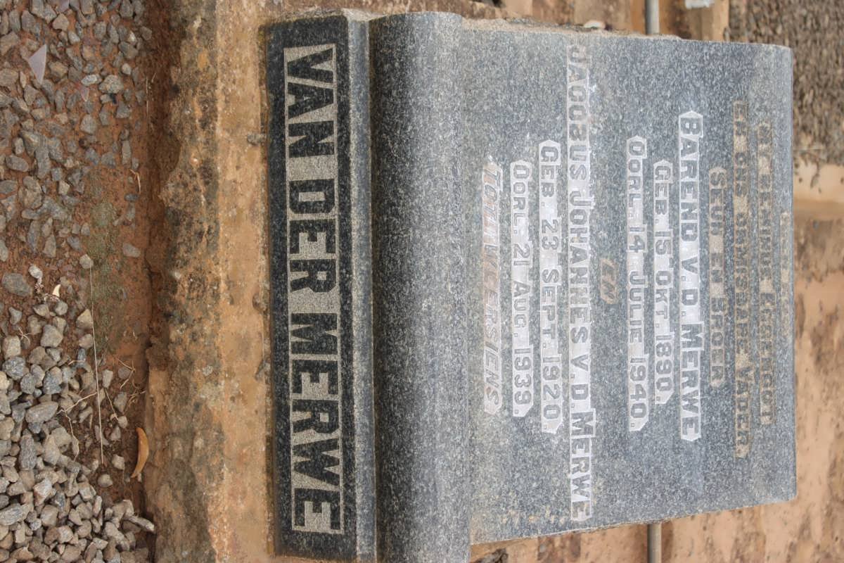 MERWE Barend, van der 1880-1940 :: VAN DER MERWE Jacobus Johannes 1920-1939