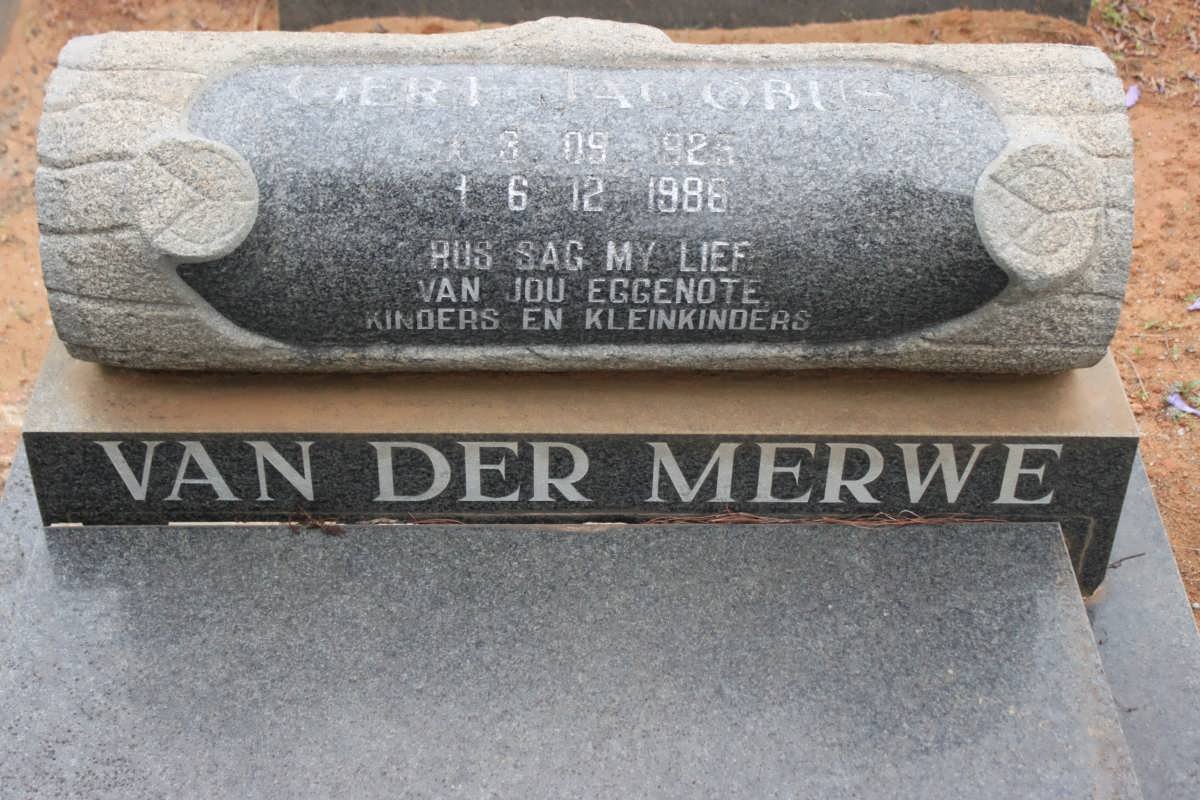 MERWE Gert Jacobus, van der 1925-1986