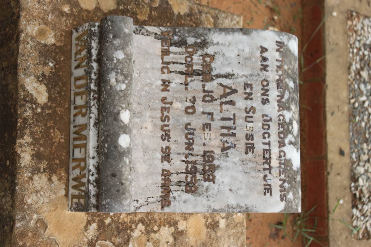 MERWE Altha, van der 1953-1953