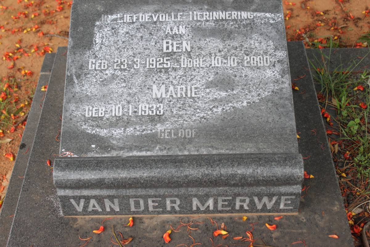 MERWE Ben, van der 1925-2000 &amp; Marie 1933-