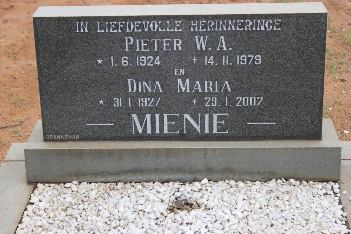 MIENIE Pieter W.A. 1924-1979 &amp; Dina Maria 1927-2002