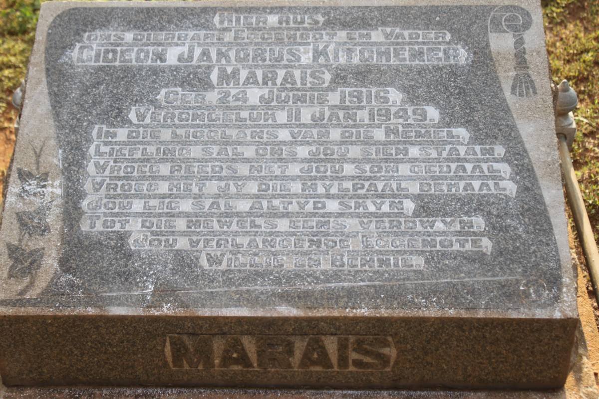 MARAIS Gideon Jakobus Kitchener 1916-1949