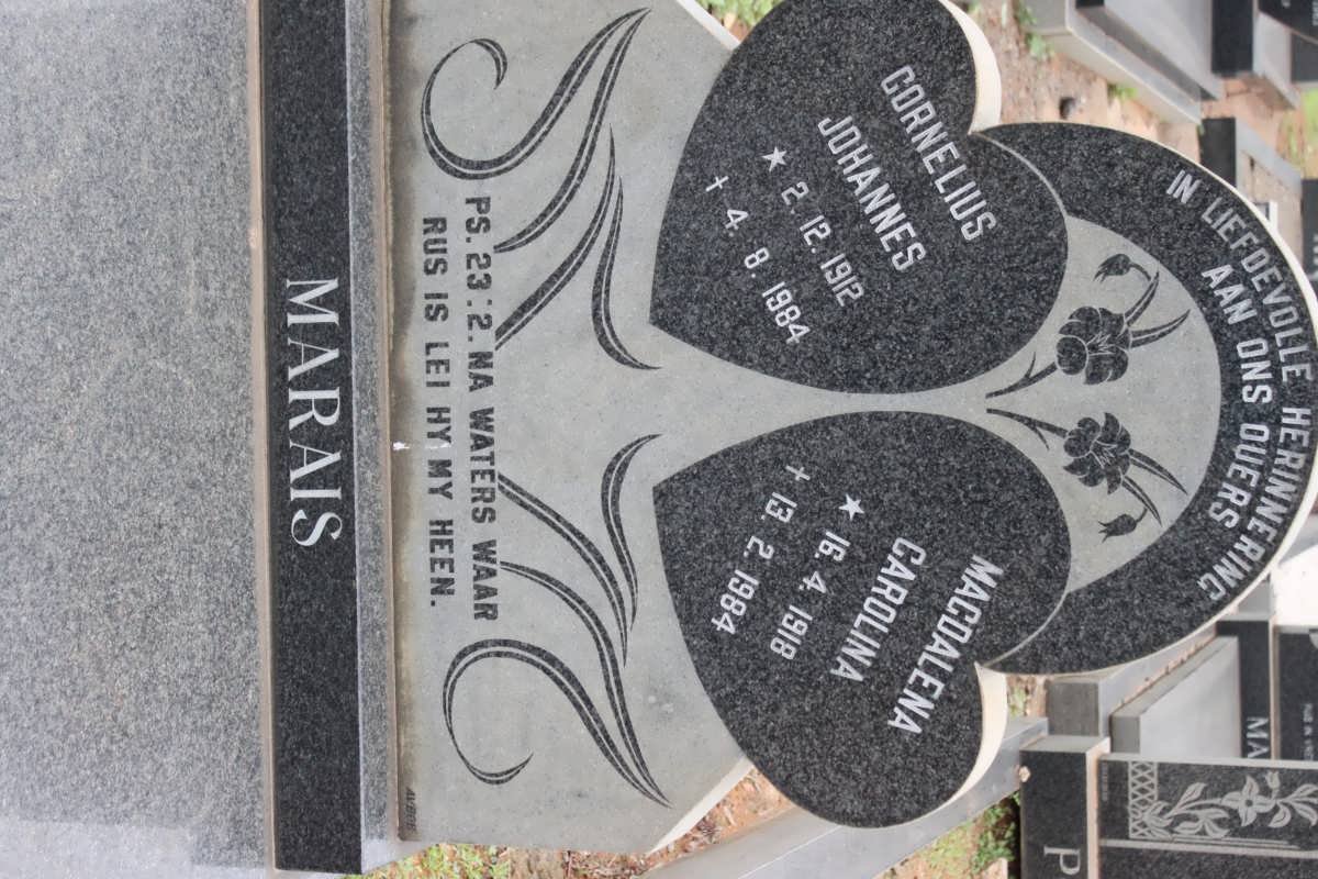 MARAIS Cornelius Johannes 1912-1984 &amp; Magdalena Carolina 1918-1984