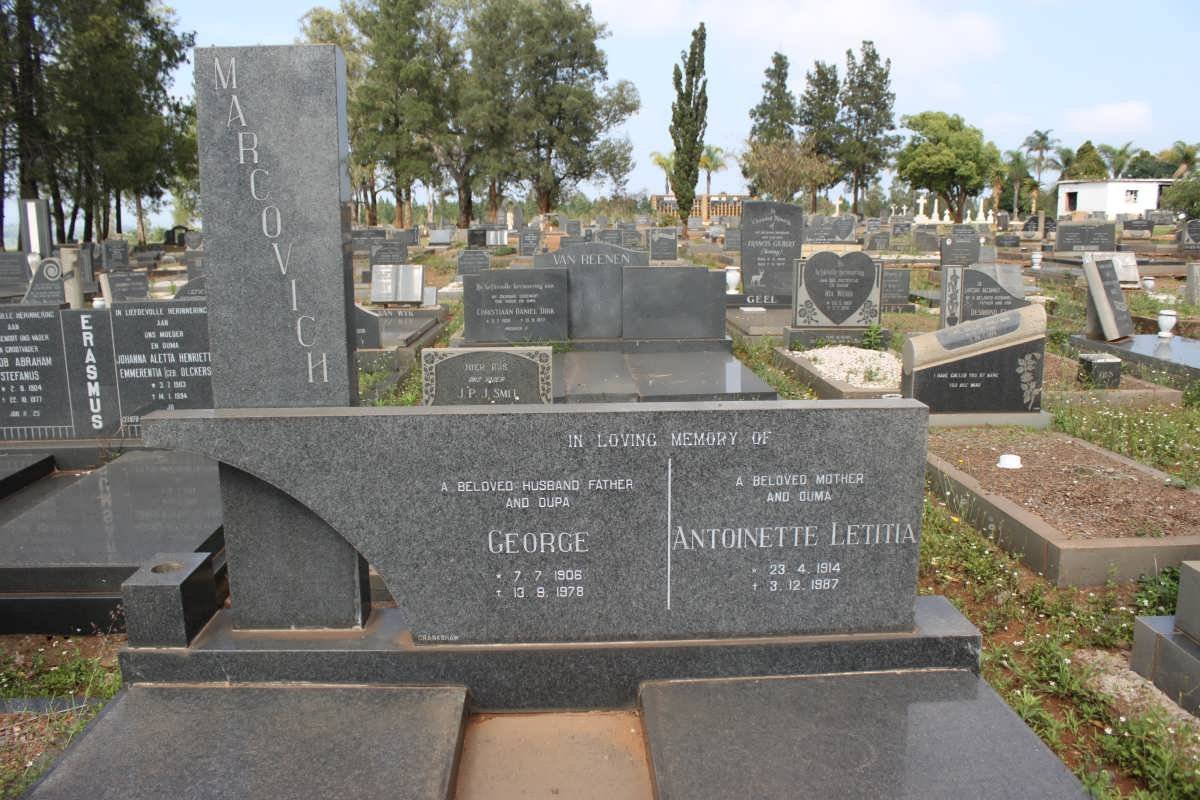 MARCOVICH George 1906-1978 &amp; Antoinette Letitia 1914-1987