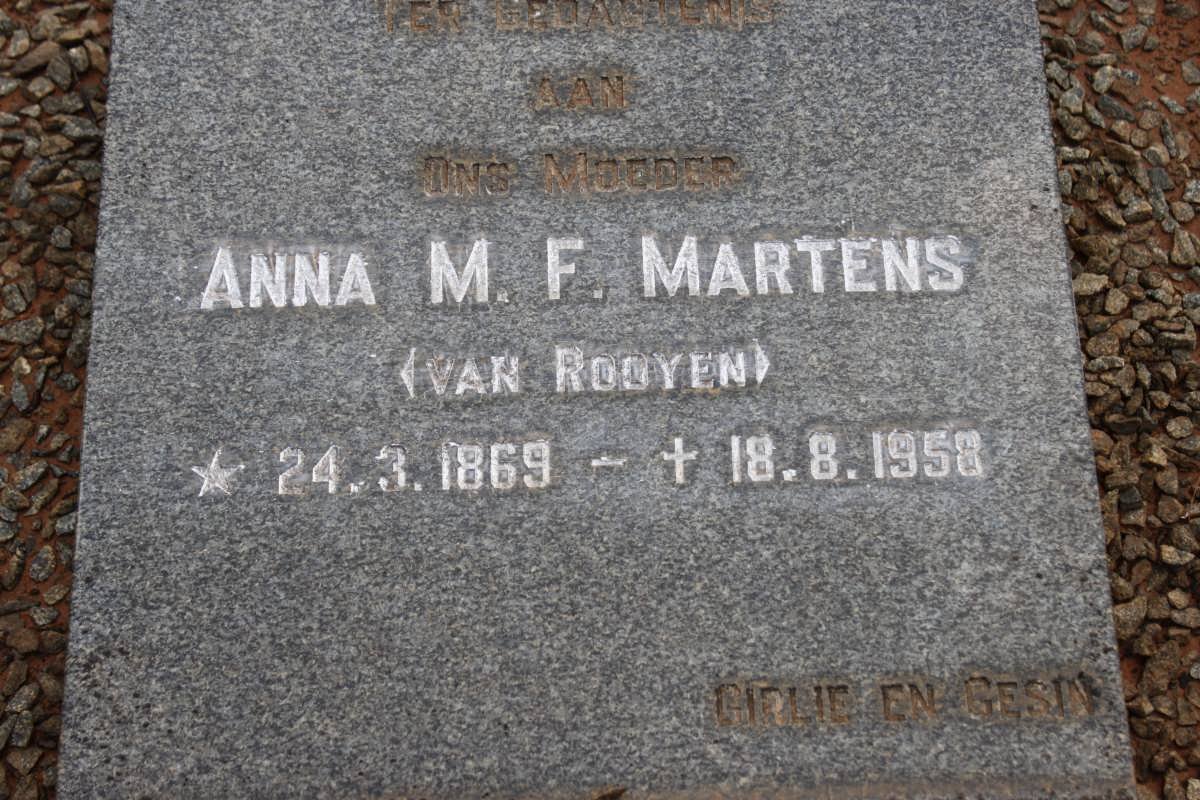 MARTENS Anna M.F. nee VAN ROOYEN 1869-1958