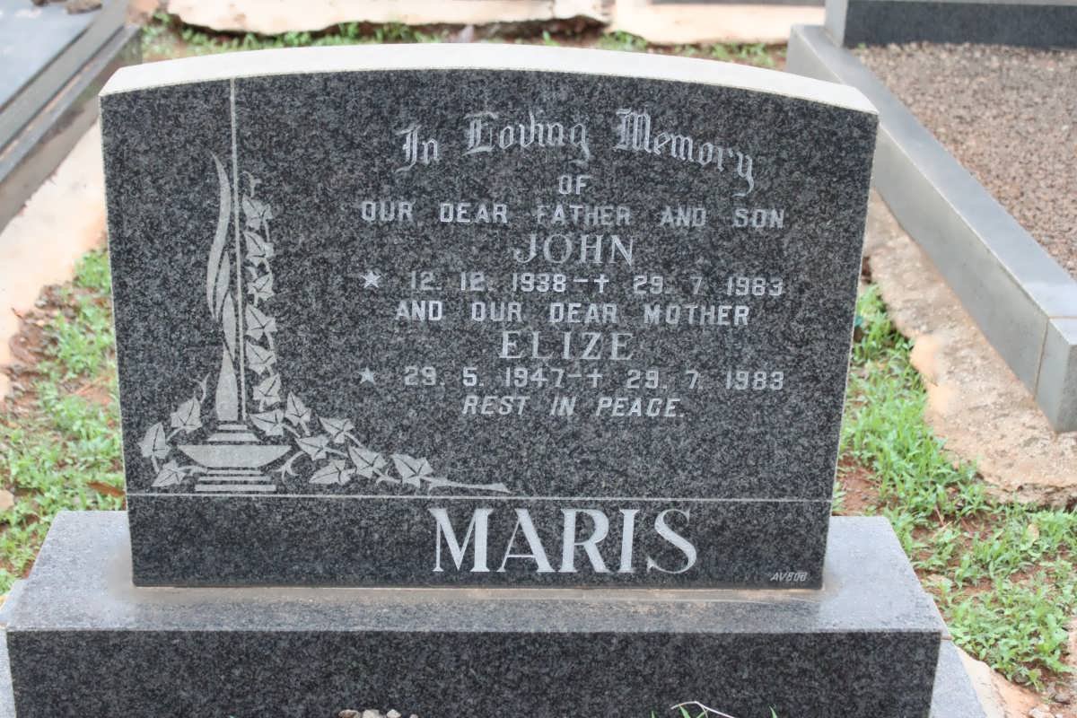 MARIS John 1938-1983 &amp; Eliza 1947-1983