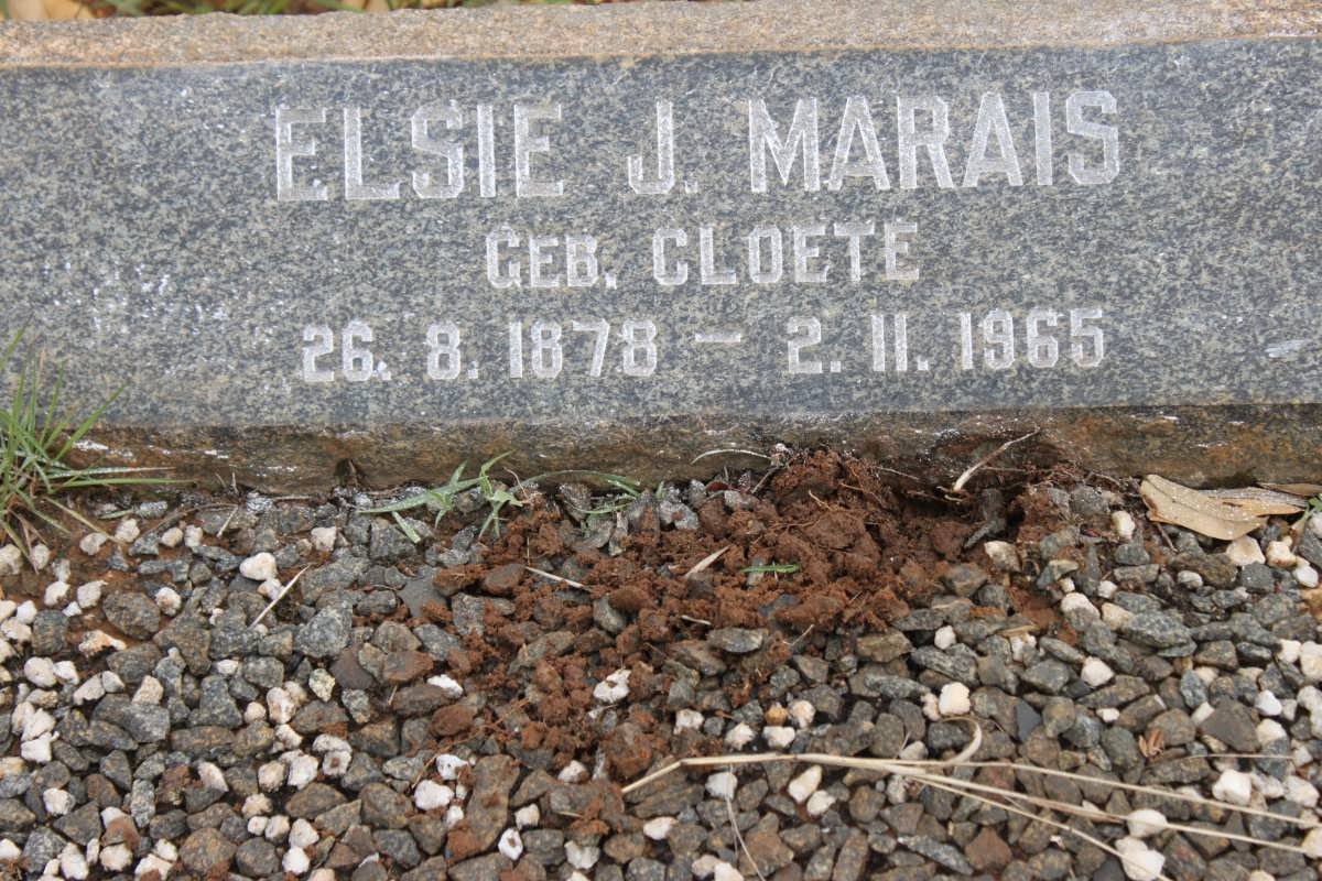 MARAIS Elsie J. nee CLOETE 1878-1965