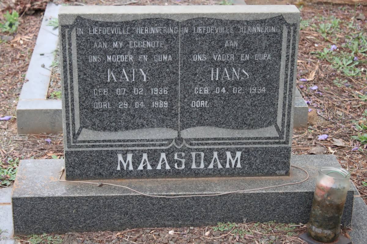 MAASDAM Hans 1934- &amp; Katy 1936-1989