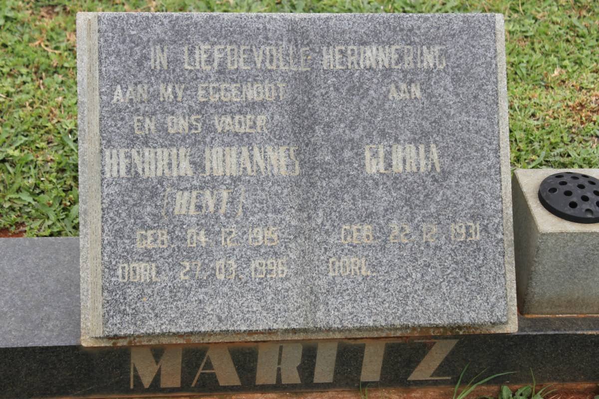 MARITZ Hendrik Johannes 1915-1996 &amp; Gloria 1931-
