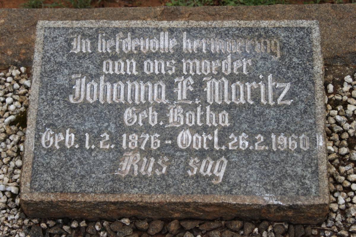 MARITZ Johanna E. nee BOTHA 1876-1960