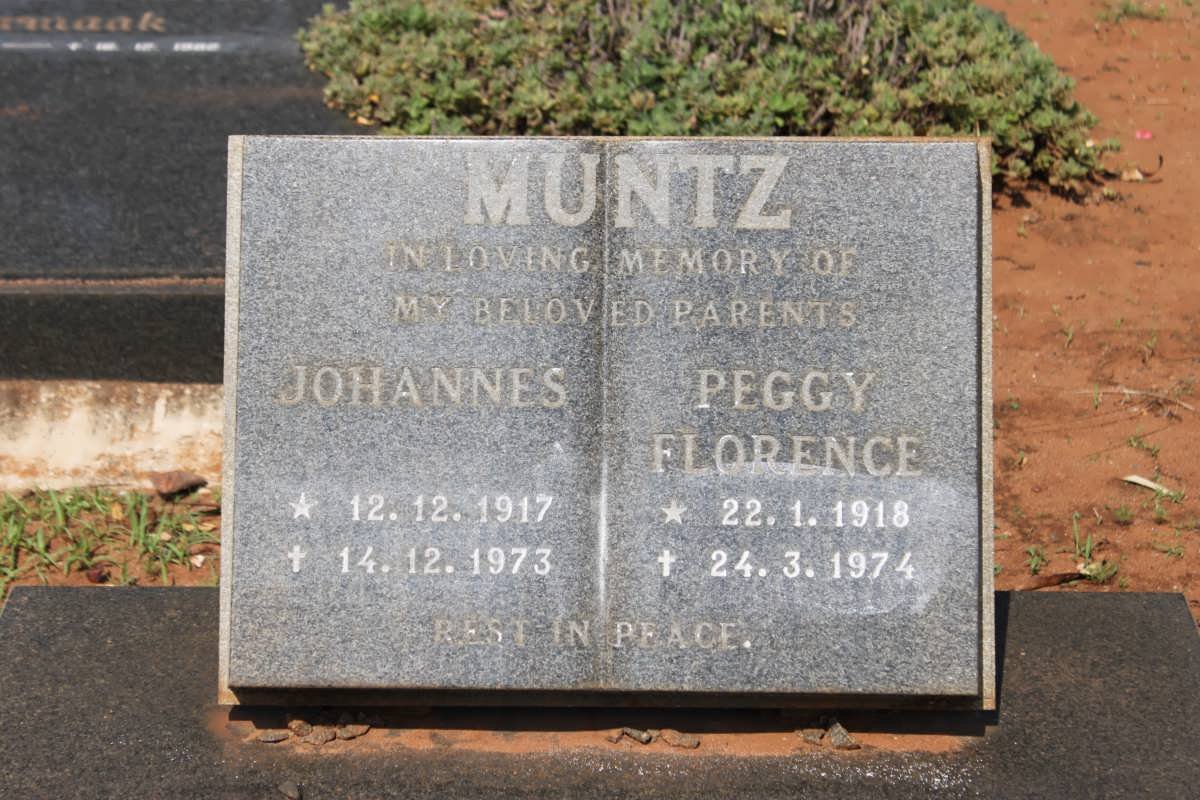 MUNTZ Johannes 1917-1973 &amp; Peggy Florence 1918-1974